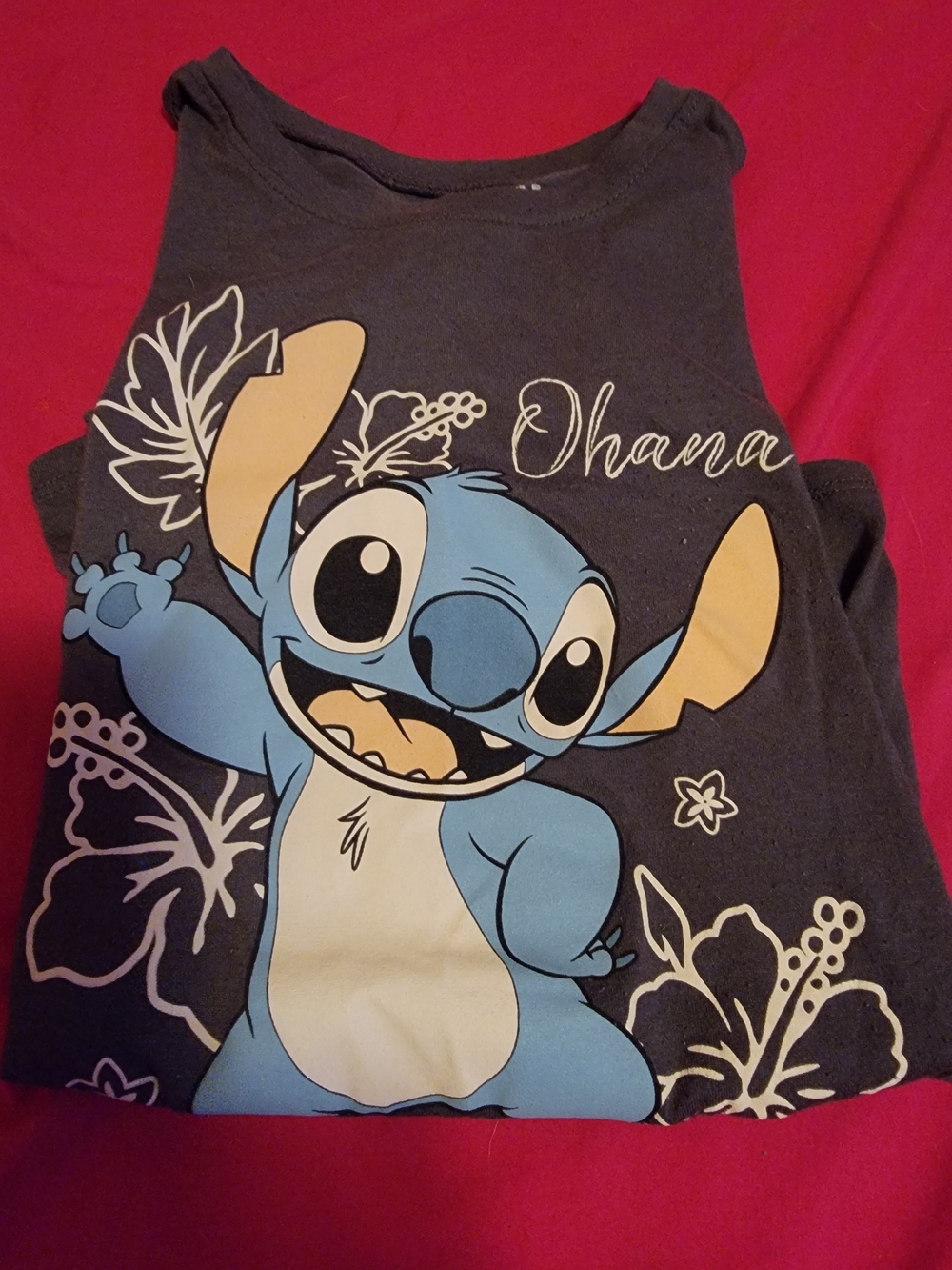 Disney Navy Tee Top with Blue Stitch and Yellow Accents
